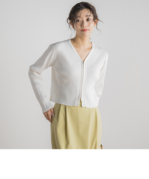 ダブルZIP　Vカーデ≪手洗い可能≫