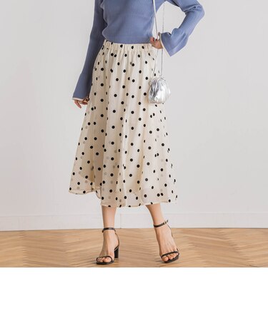 【WEB限定】オーガンジードットフレアスカート