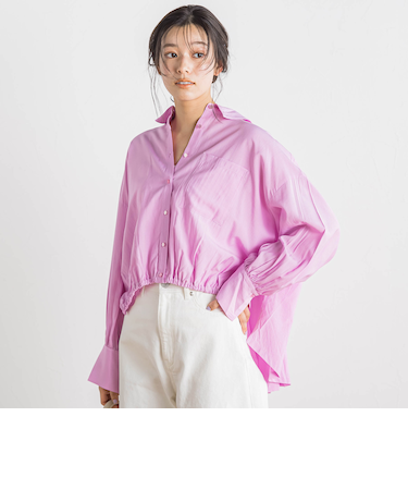 【WEB限定】ストライプショートシャツ≪洗濯機で洗える≫
