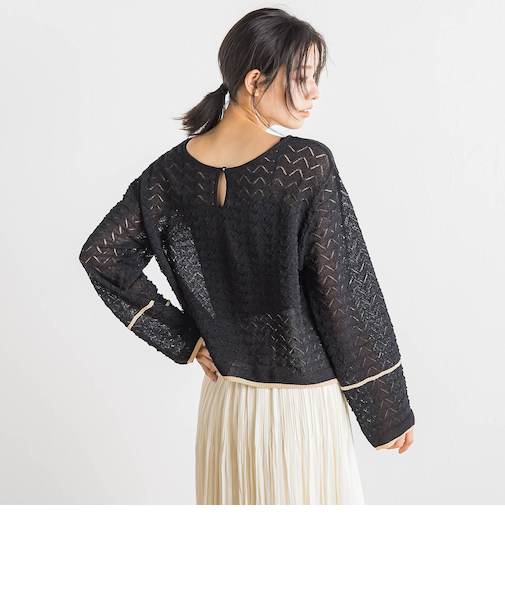 【WEB限定】2WAY透かし柄ラインニット≪手洗い可能≫