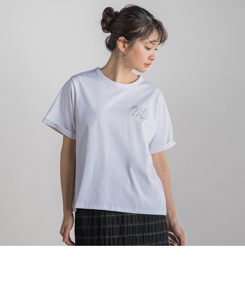 ロゴブローチ風Tシャツ≪手洗い可能≫