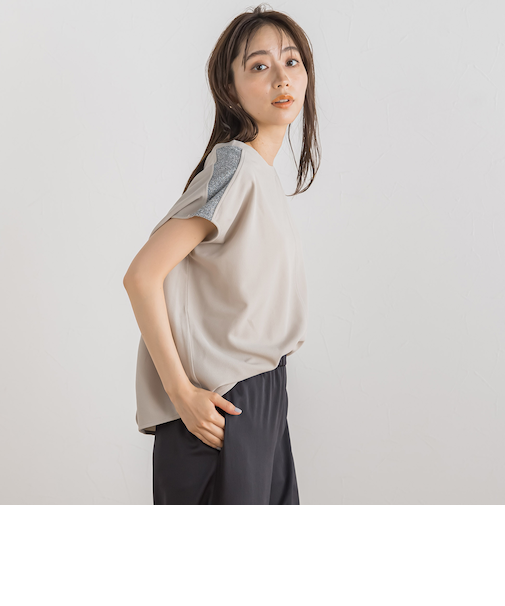 【WEB限定】カットジョーゼット肩ラメプルオーバー≪手洗い可能≫
