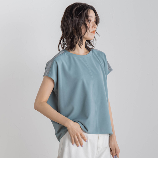 【WEB限定】カットジョーゼット肩ラメプルオーバー≪手洗い可能≫