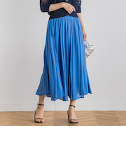 【WEB限定】麻調シアーシャーリングフレアスカート≪手洗い可能≫
