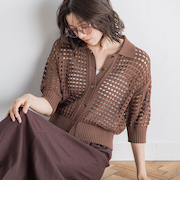 襟付きメッシュニット≪手洗い可能≫