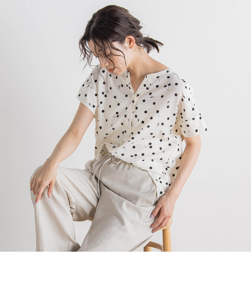 サクランボドットプリントブラウス≪手洗い可能≫