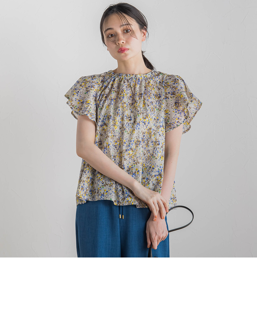 【WEB限定】フラワープリントブラウス≪手洗い可能≫