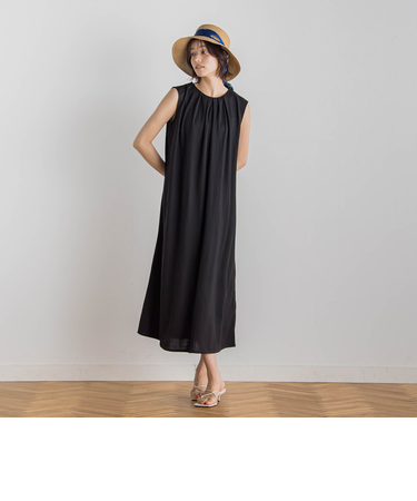 【WEB限定】リネンライクカノコノースリワンピース≪手洗い可能≫