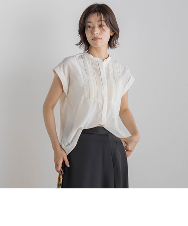 【WEB限定】コットンライクローンブラウス≪手洗い可能≫