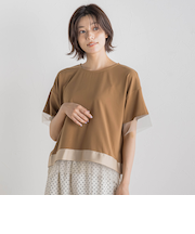 【WEB限定】グログランボーダー切替えプルオーバー≪手洗い可能≫