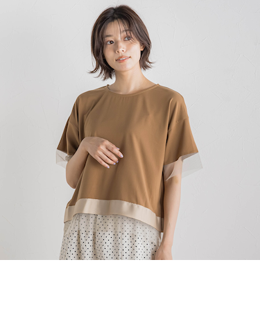 【WEB限定】グログランボーダー切替えプルオーバー≪手洗い可能≫