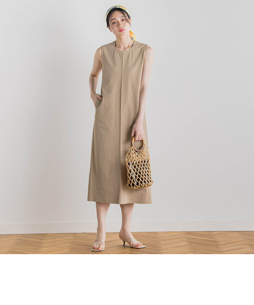 【WEB限定】ジャージーピンタックワンピース≪洗濯機で洗える≫