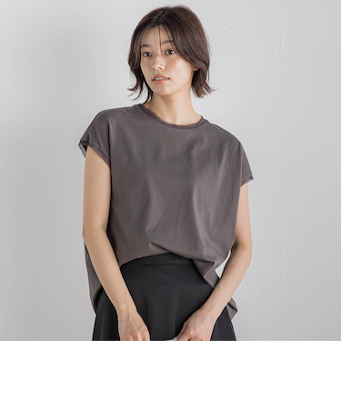 天竺シアー切替えTシャツ≪洗濯機で洗える≫