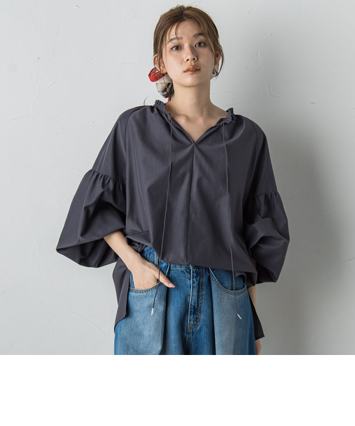 セミシアーフリルブラウス≪洗濯機で洗える≫