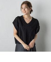 メッシュケーブルニットベスト≪手洗い可能≫