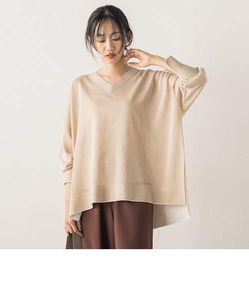 Vネックバイカラープルオーバー≪手洗い可能≫｜ドロワットロート