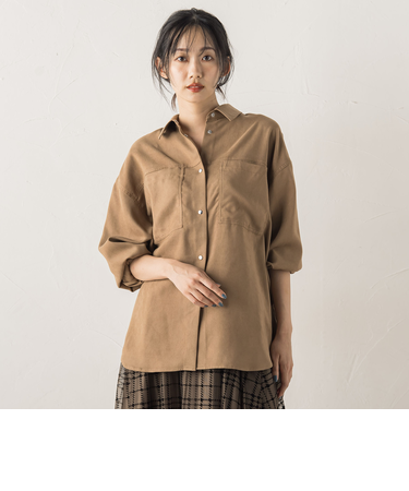 フェイクスエードシャツ≪洗濯機で洗える≫