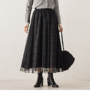 フロッキーチェックスカート≪手洗い可能≫