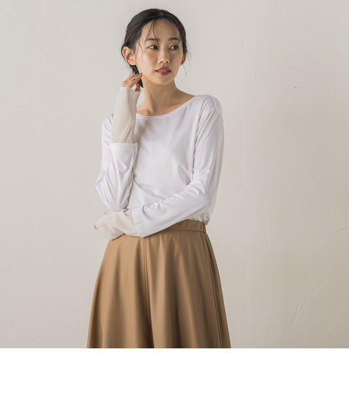 シアー天竺カットソー≪洗濯機で洗える≫