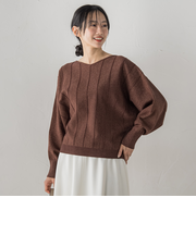 【新色追加】ラメドルマンVネックニット≪手洗い可能≫