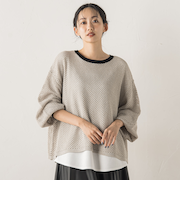 メッシュ柄レイヤードニット≪手洗い可能≫