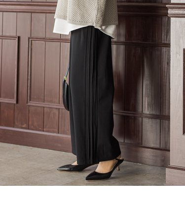 【WEB限定】カットジョーゼット裏起毛パンツ≪手洗い可能≫