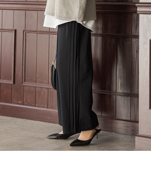 【WEB限定】カットジョーゼット裏起毛パンツ≪手洗い可能≫