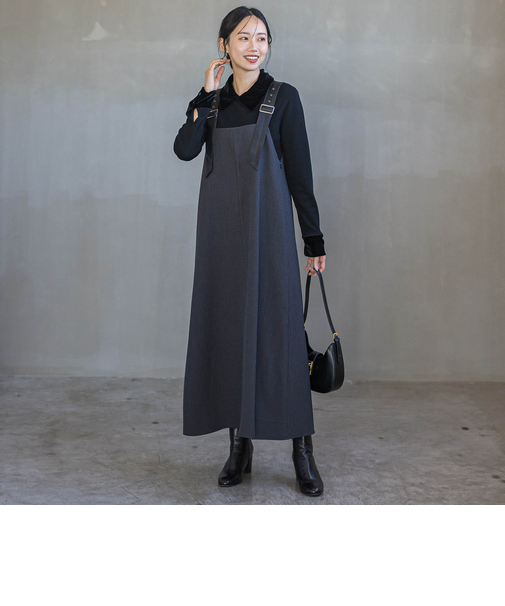 ミックスツイード×レザーライクジャンスカ≪洗濯機で洗える≫