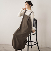 ミックスツイード×レザーライクジャンスカ≪洗濯機で洗える≫