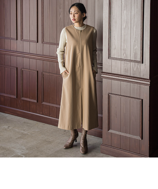 裏起毛サキソニーワンピース≪手洗い可能≫