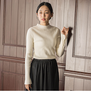 袖ボタンランダムリブニット≪手洗い可能≫