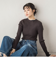 袖ボタンランダムリブニット≪手洗い可能≫