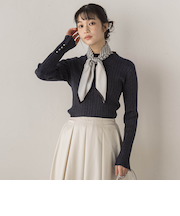 袖ボタンランダムリブニット≪手洗い可能≫