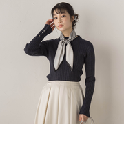 袖ボタンランダムリブニット≪手洗い可能≫