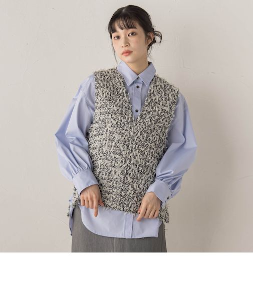 モナコツィードブラウス≪手洗い可能≫