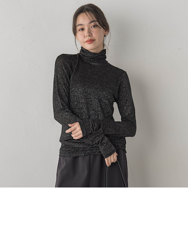 カシミヤシルクシアーラメカットソー≪手洗い可能≫