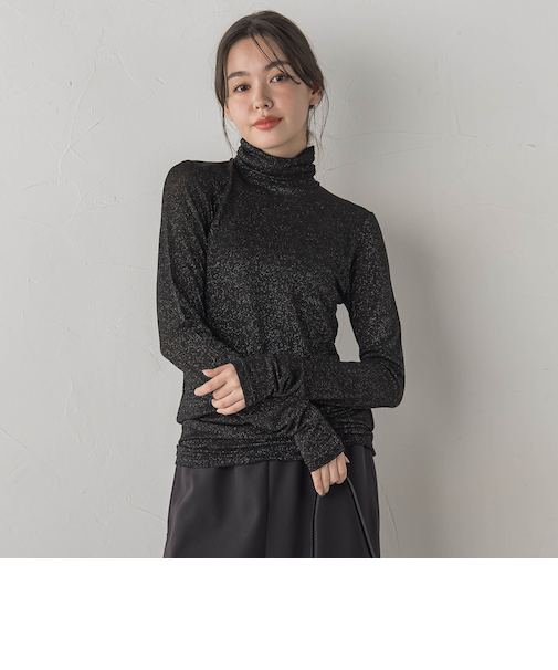 カシミヤシルクシアーラメカットソー≪手洗い可能≫