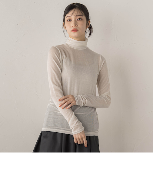 カシミヤシルクシアーラメカットソー≪手洗い可能≫