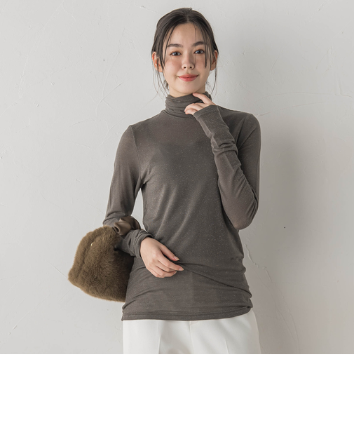 カシミヤシルクシアーラメカットソー≪手洗い可能≫