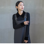 ベロア襟付きニット≪手洗い可能≫