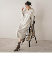 【WEB限定】圧縮起毛ステンニットワンピース≪手洗い可能≫