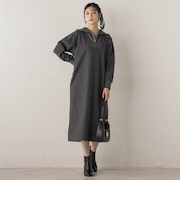 【WEB限定】圧縮起毛ステンニットワンピース≪手洗い可能≫