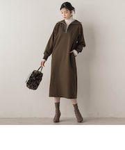 【WEB限定】圧縮起毛ステンニットワンピース≪手洗い可能≫