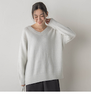 スパンコールVネックニット≪手洗い可能≫