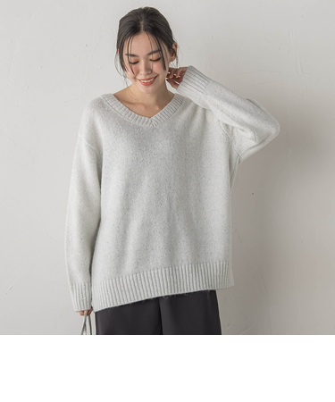 スパンコールVネックニット≪手洗い可能≫