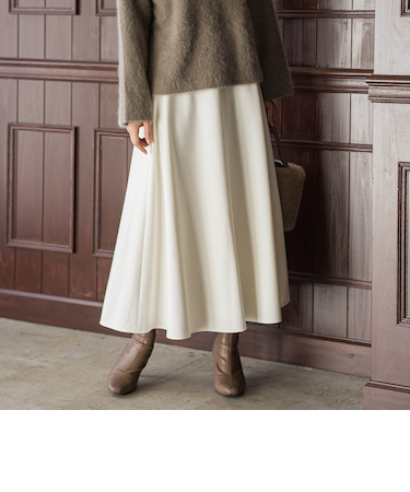 両面起毛ストレッチスカート≪洗濯機で洗える≫