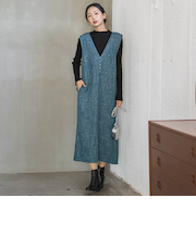 ツィードVネックジャンスカワンピース