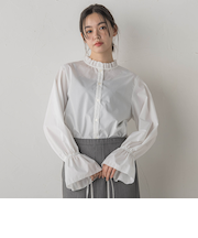 襟フリルブラウス≪洗濯機で洗える≫