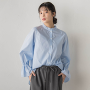 襟フリルブラウス≪洗濯機で洗える≫