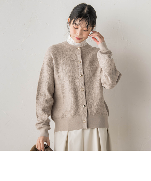 フクレジャガードニットカーディガン≪手洗い可能≫